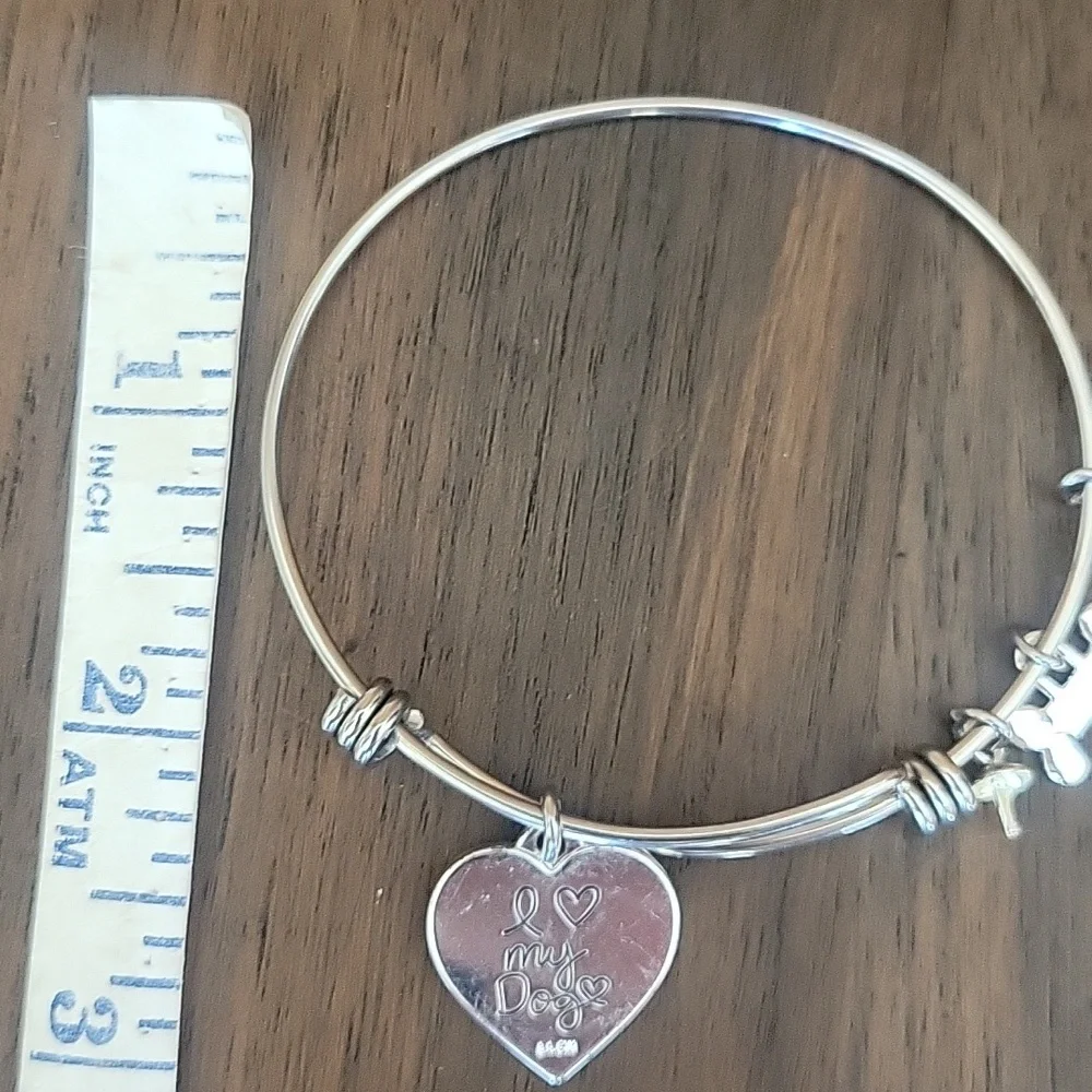 I Love My Dog Charm Bangle Bracelet